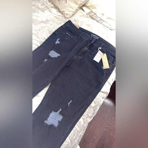 BRAND NEW WITH TAGS EMPYRE EASTON BLACK RIPPED BOYFRIEND COTTON JEANS SZ 11 lady - Picture 2 of 8